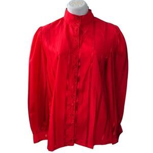 Career Guild 80s Red And Black Striped Blouse Size 10 Medium